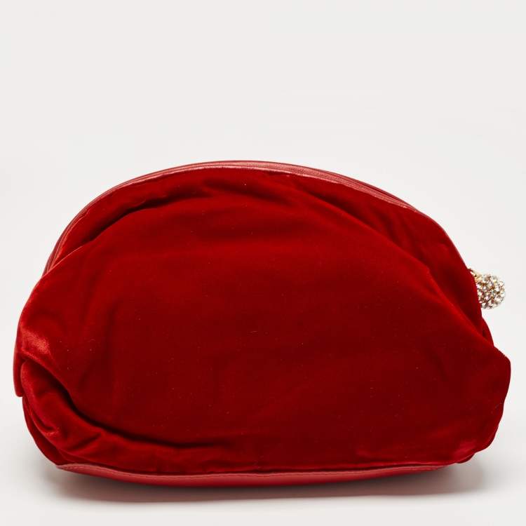 Pre Owned Giuseppe Zanotti Velvet and Leather Zip Pouch