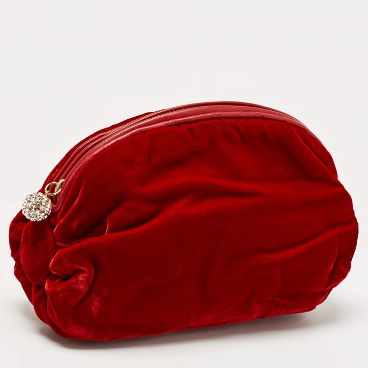 Pre Owned Giuseppe Zanotti Velvet and Leather Zip Pouch
