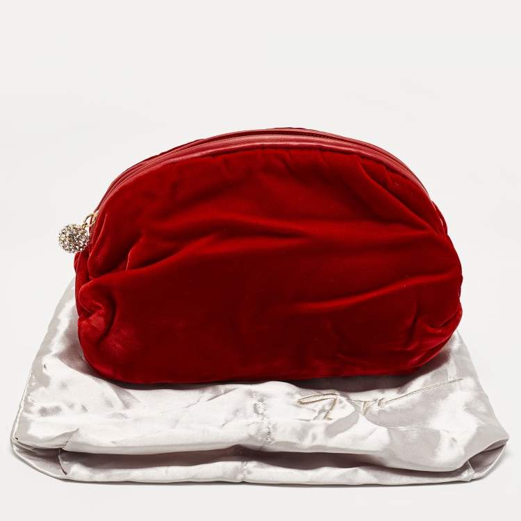 Pre Owned Giuseppe Zanotti Velvet and Leather Zip Pouch