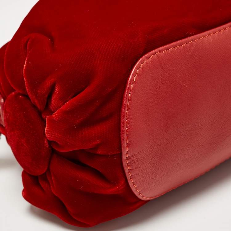 Pre Owned Giuseppe Zanotti Velvet and Leather Zip Pouch