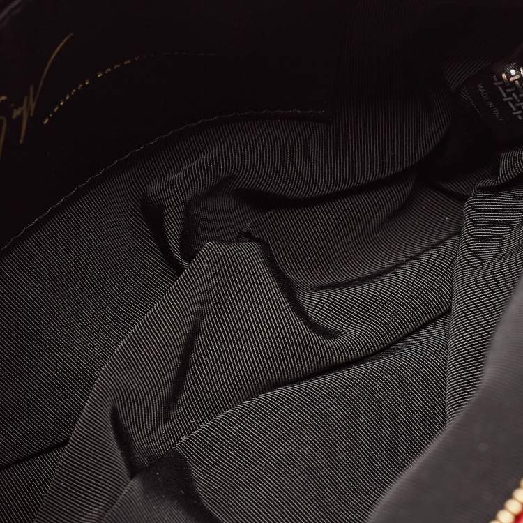 Pre Owned Giuseppe Zanotti Velvet and Leather Zip Pouch