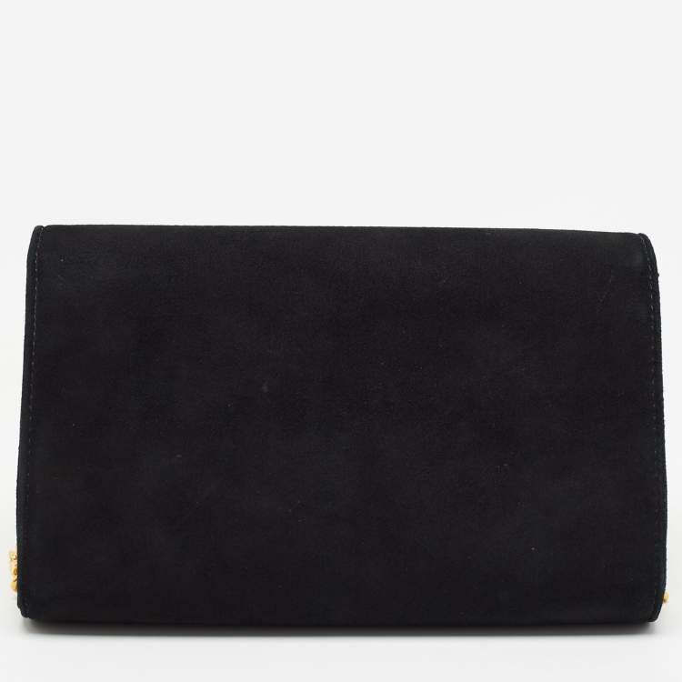 Pre Owned Giuseppe Zanotti Black Suede Diwali Motif Jaya Chain Clutch