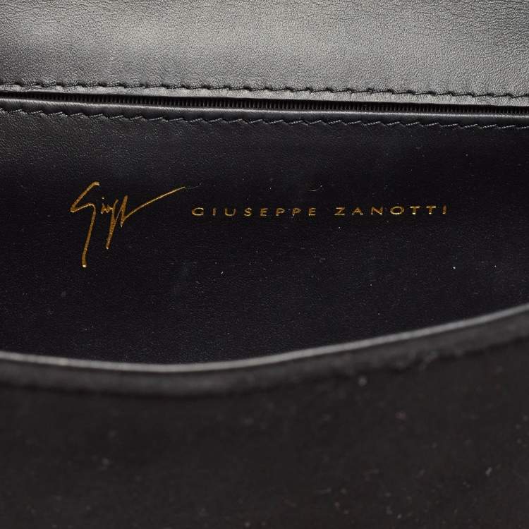Pre Owned Giuseppe Zanotti Black Suede Diwali Motif Jaya Chain Clutch