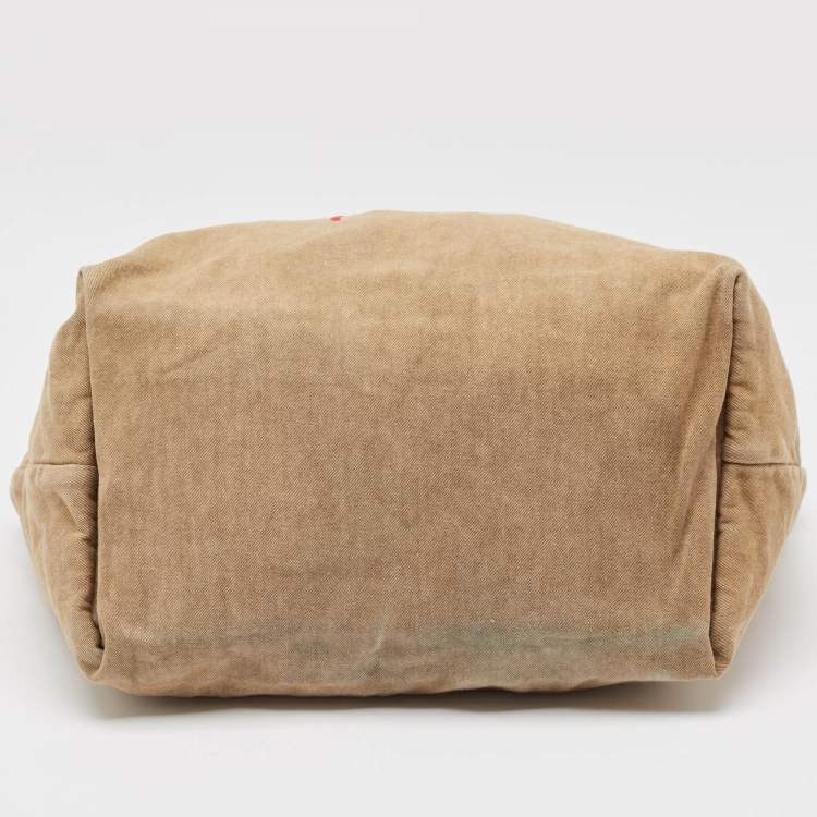 Pre Owned Giuseppe Zanotti Brown Denim Logo Shopper Tote
