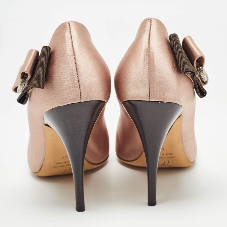 Pre Owned Giuseppe Zanotti Pink/Black Satin Peep Toe Pumps Size 41