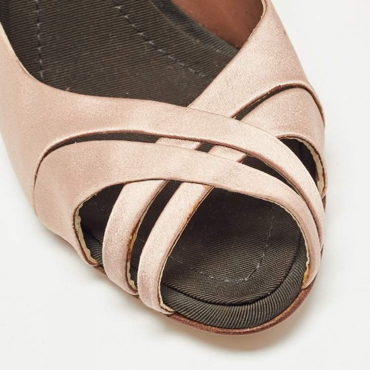 Pre Owned Giuseppe Zanotti Pink/Black Satin Peep Toe Pumps Size 41