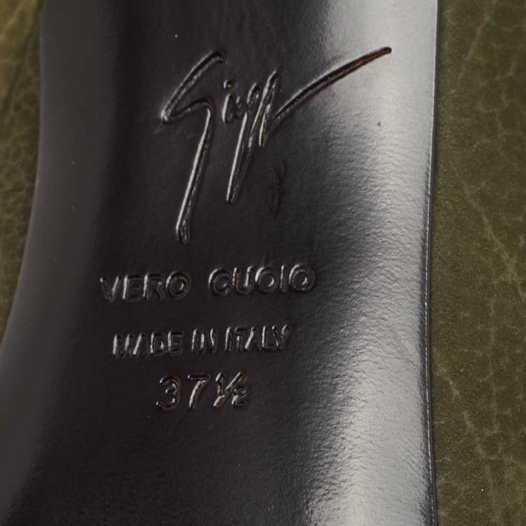 Pre Owned Giuseppe Zanotti Green Nubuck Ankle Boots Size 37.5