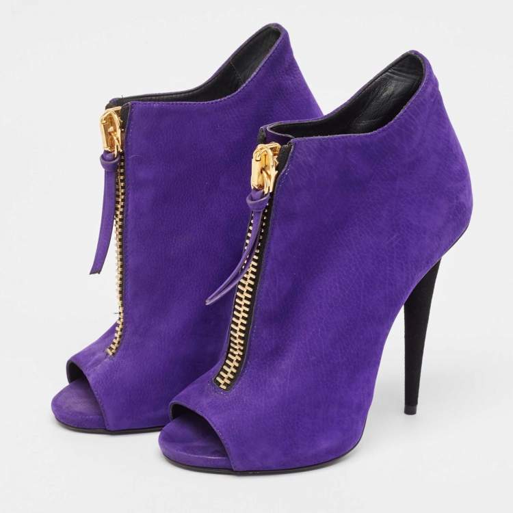 Pre Owned Giuseppe Zanotti Purple Suede Ankle Boots Size 36
