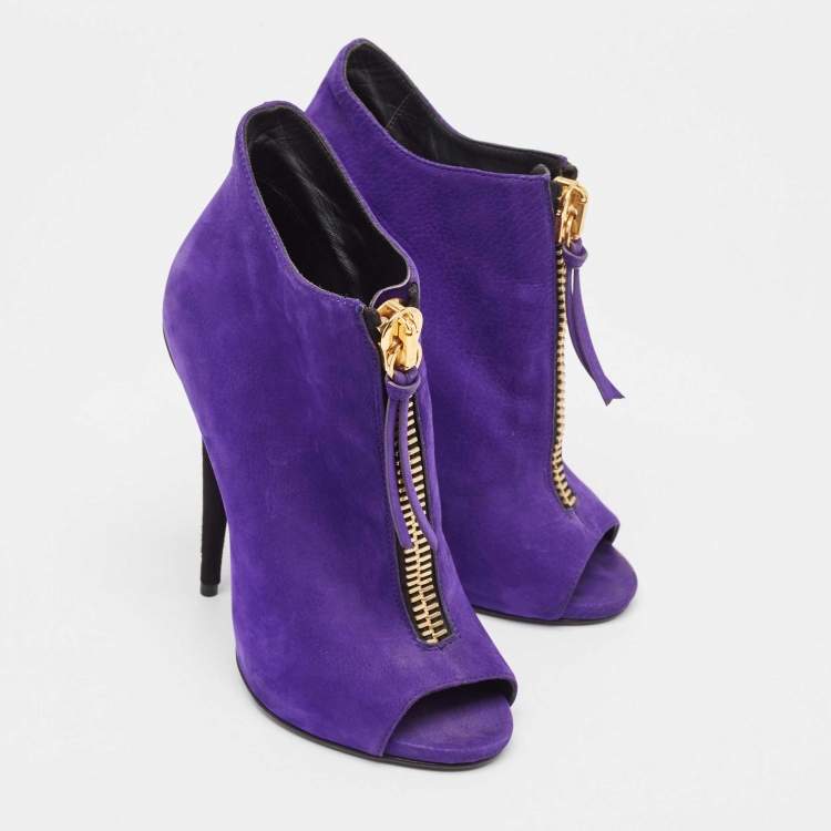 Pre Owned Giuseppe Zanotti Purple Suede Ankle Boots Size 36
