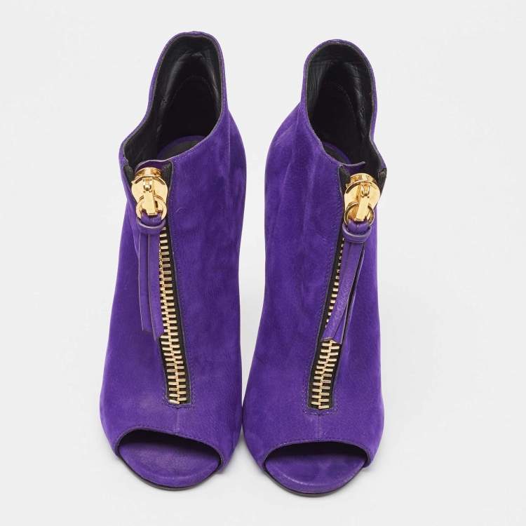 Pre Owned Giuseppe Zanotti Purple Suede Ankle Boots Size 36