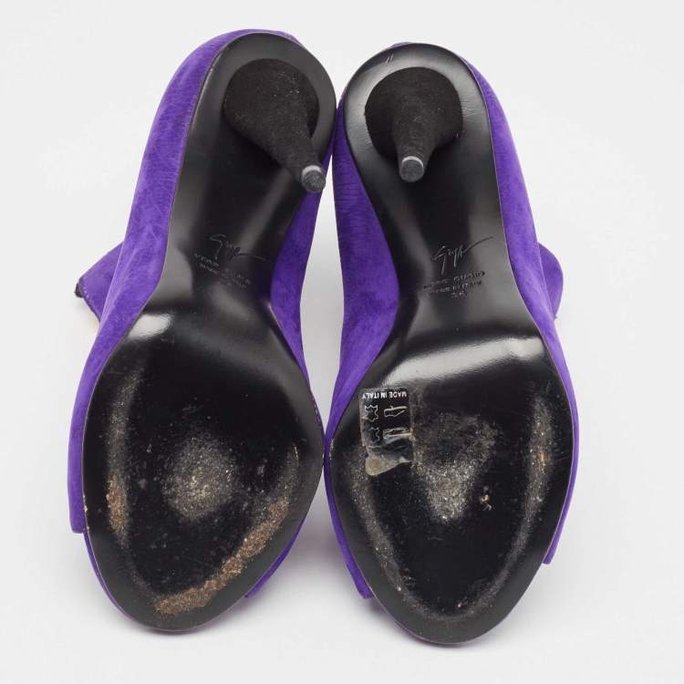 Pre Owned Giuseppe Zanotti Purple Suede Ankle Boots Size 36