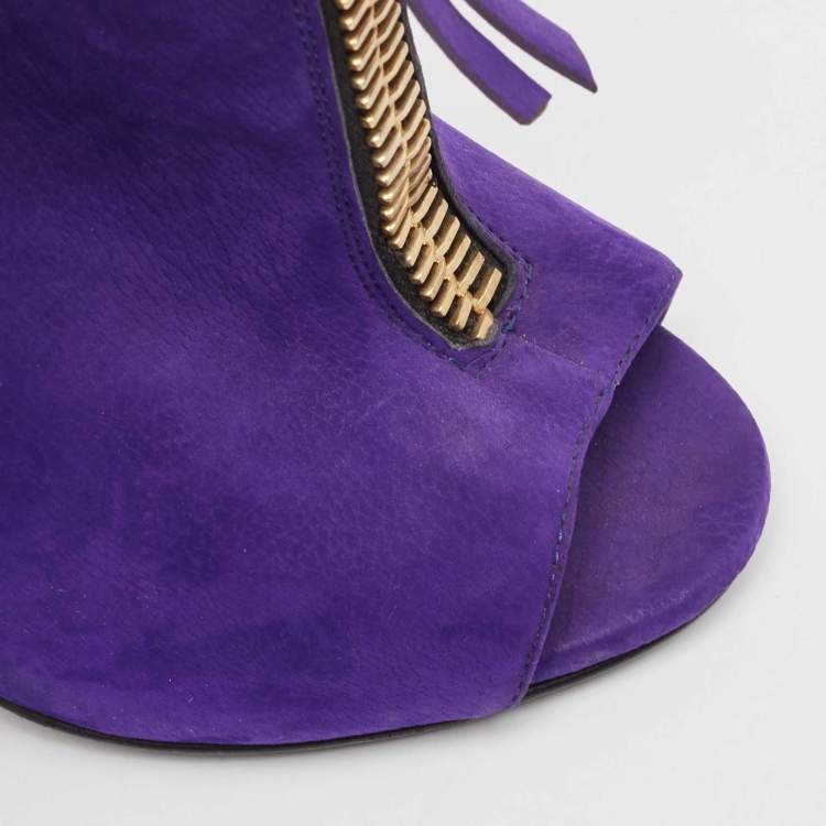 Pre Owned Giuseppe Zanotti Purple Suede Ankle Boots Size 36