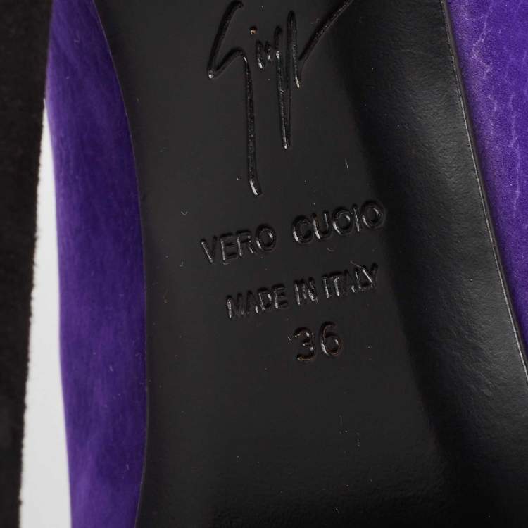 Pre Owned Giuseppe Zanotti Purple Suede Ankle Boots Size 36