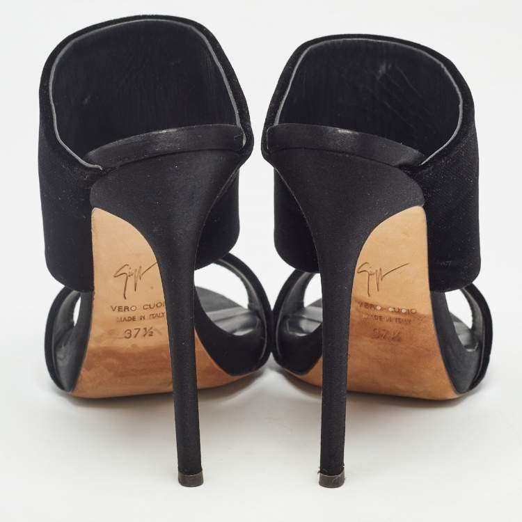 Pre Owned Giuseppe Zanotti Black Velvet Andrea Sandals Size 37.5