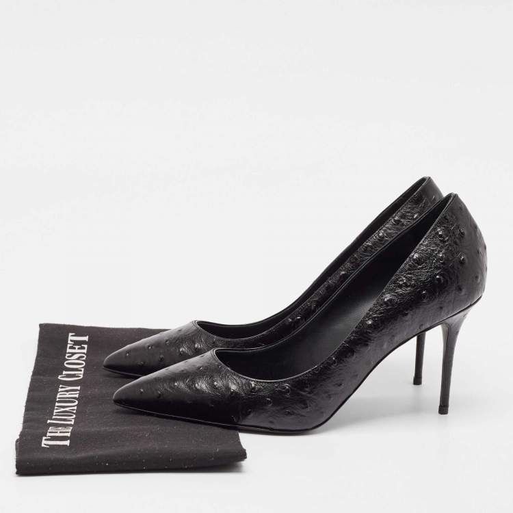 Pre Owned Giuseppe Zanotti Black Ostrich Leather Pumps Size 40