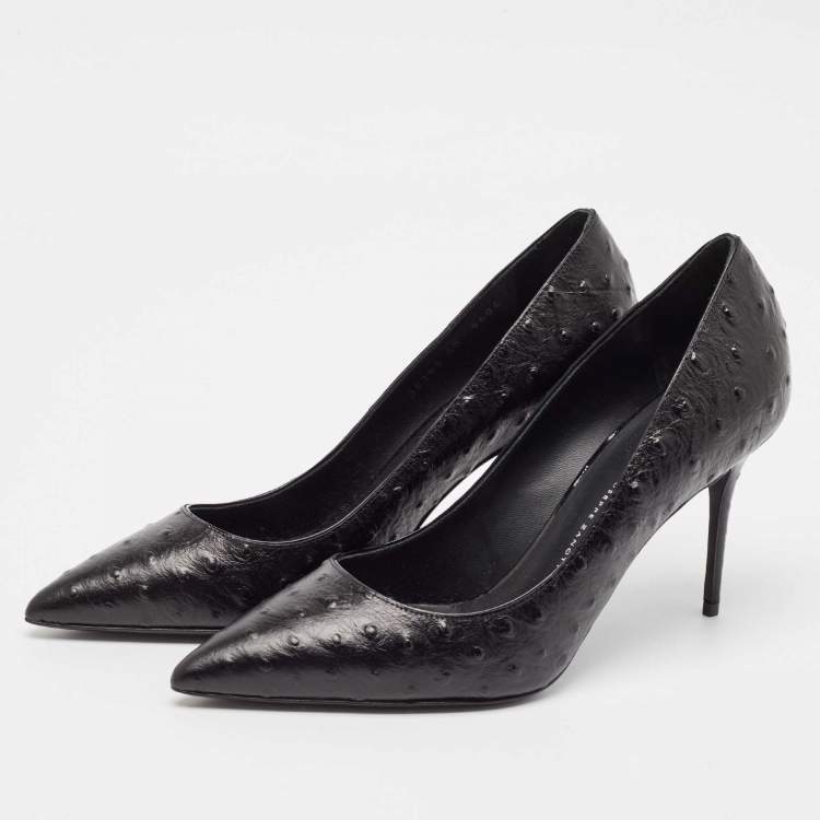 Pre Owned Giuseppe Zanotti Black Ostrich Leather Pumps Size 40