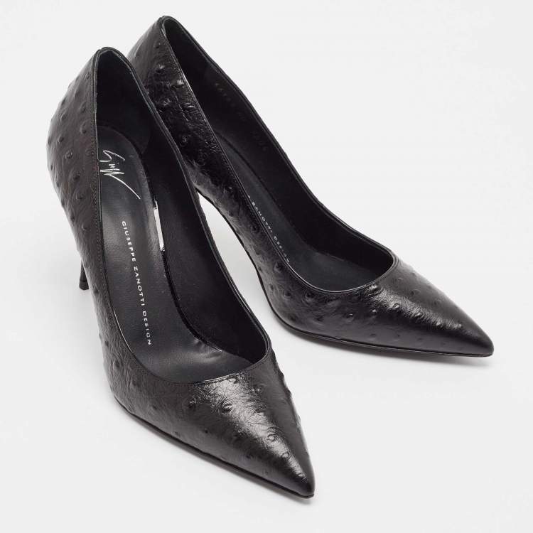 Pre Owned Giuseppe Zanotti Black Ostrich Leather Pumps Size 40