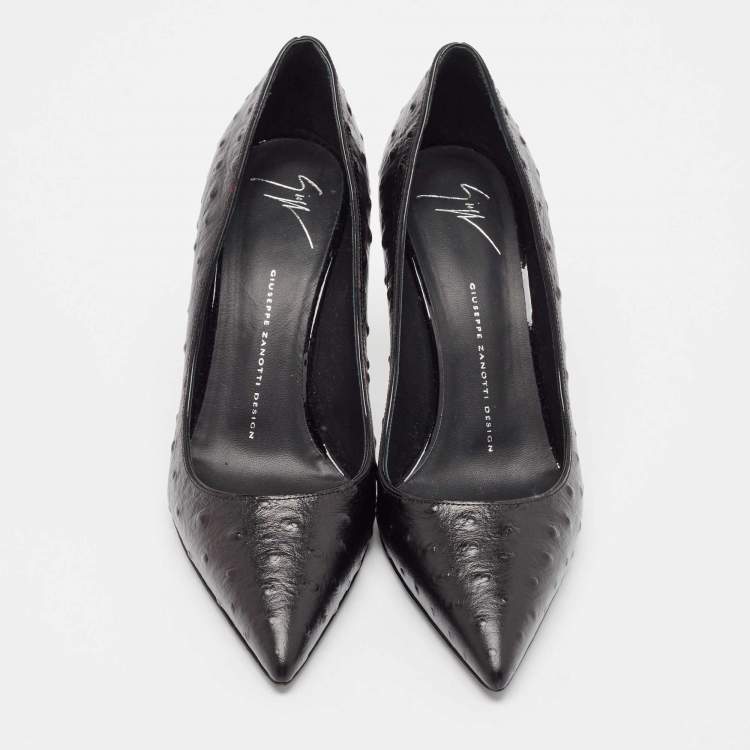 Pre Owned Giuseppe Zanotti Black Ostrich Leather Pumps Size 40