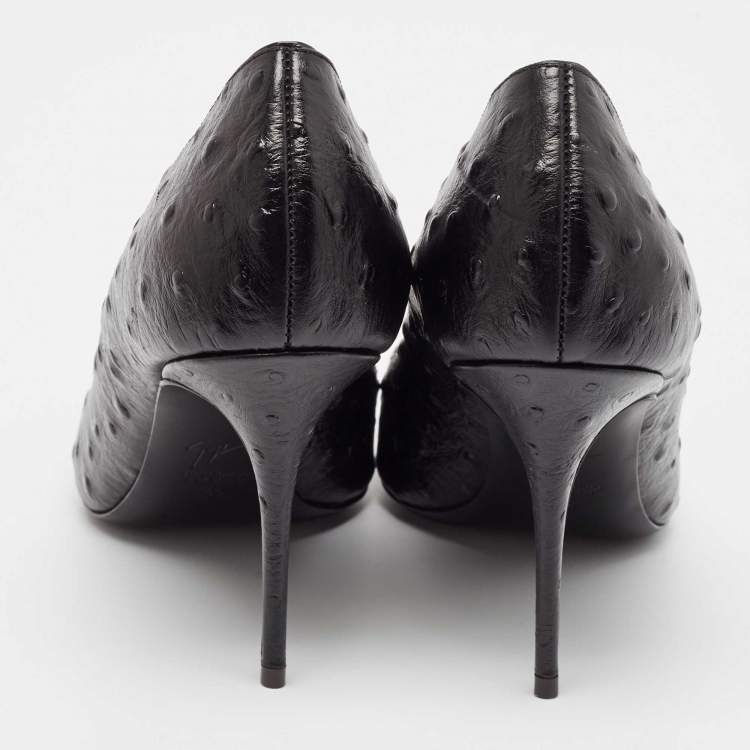 Pre Owned Giuseppe Zanotti Black Ostrich Leather Pumps Size 40