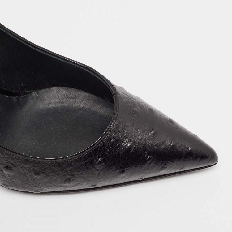 Pre Owned Giuseppe Zanotti Black Ostrich Leather Pumps Size 40