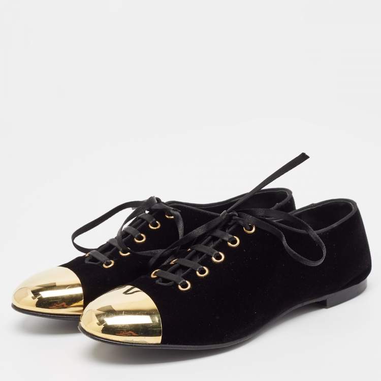 Pre Owned Giuseppe Zanotti Black Velvet Smoking Slippers Size 38