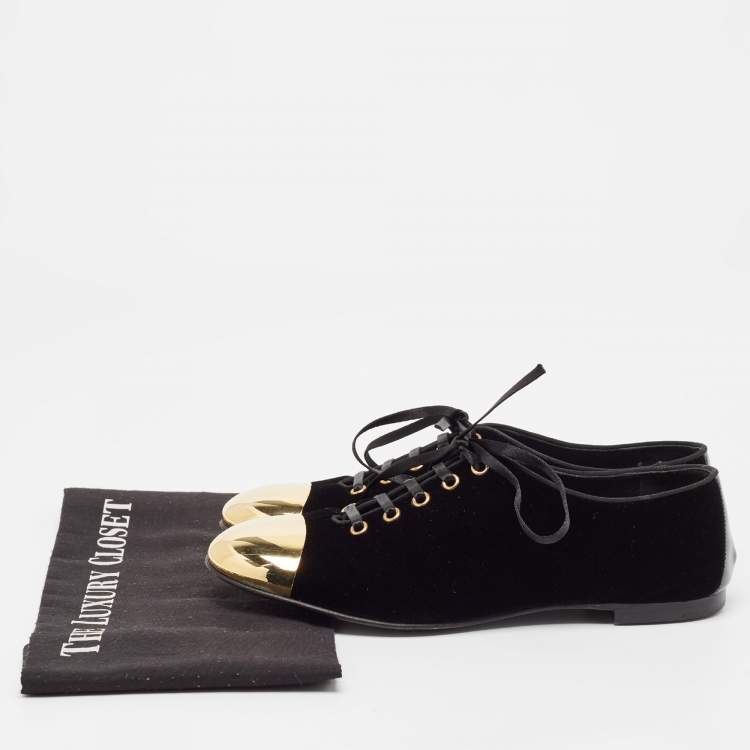 Pre Owned Giuseppe Zanotti Black Velvet Smoking Slippers Size 38