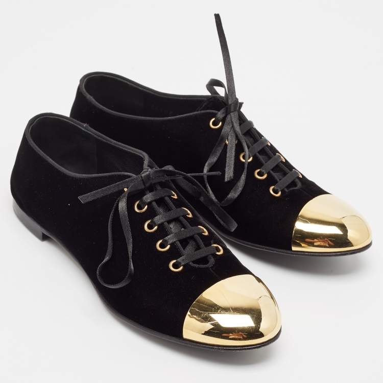 Pre Owned Giuseppe Zanotti Black Velvet Smoking Slippers Size 38