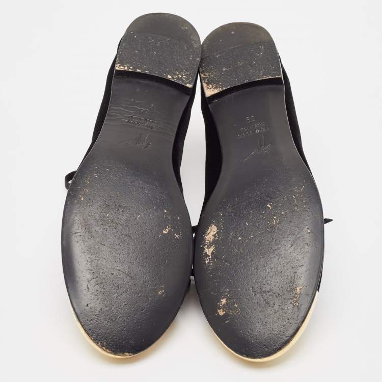 Pre Owned Giuseppe Zanotti Black Velvet Smoking Slippers Size 38