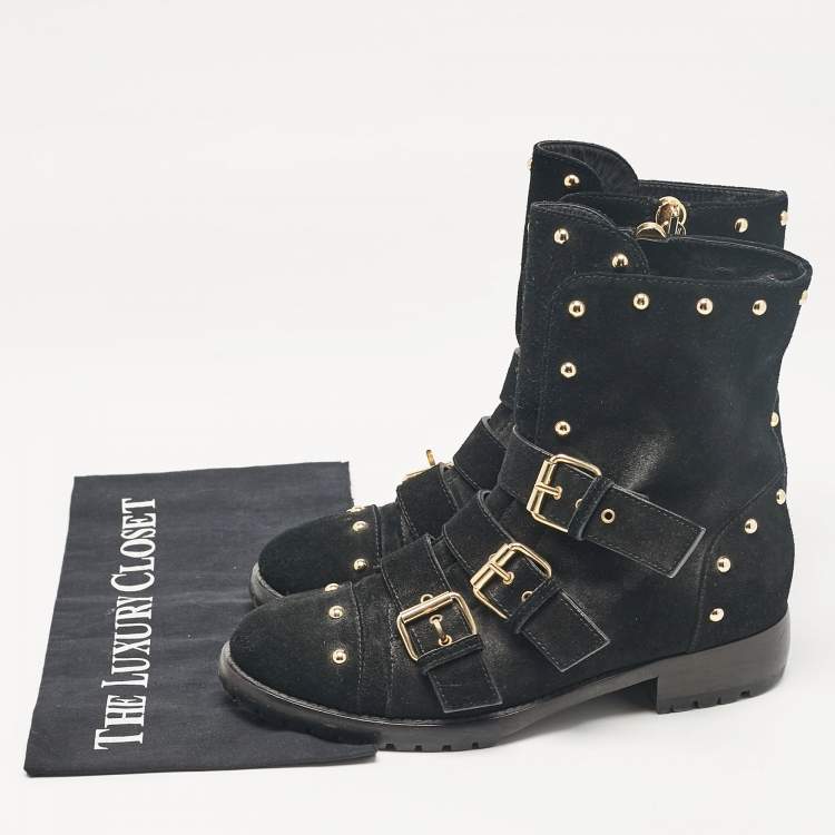 مملوكة مسبقًا Giuseppe Zanotti Black Suede Ankle Length Boots Size 37.5