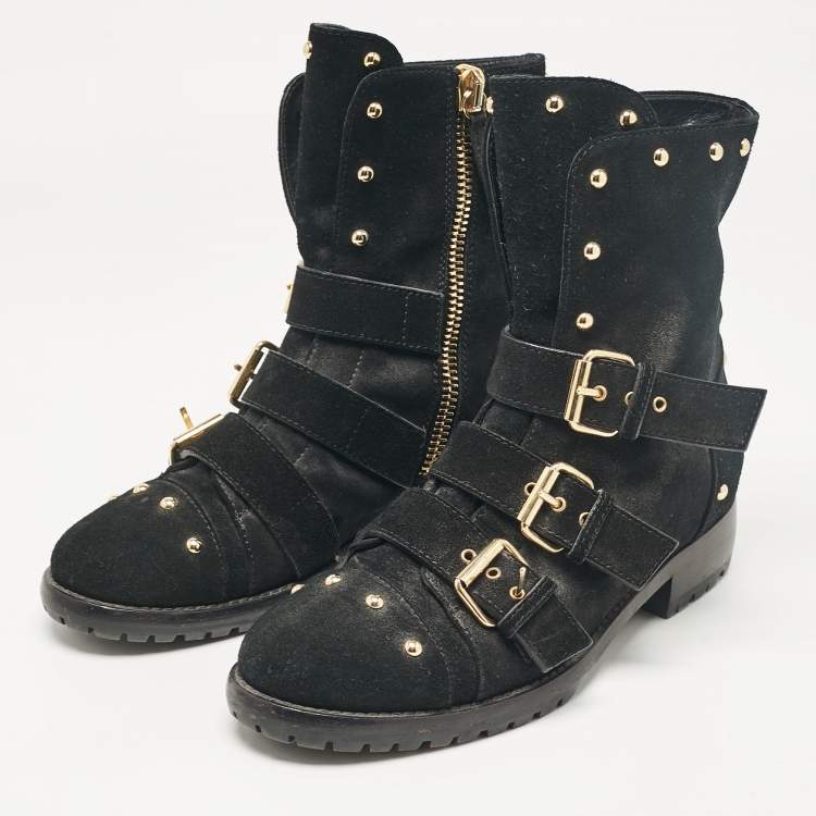 مملوكة مسبقًا Giuseppe Zanotti Black Suede Ankle Length Boots Size 37.5