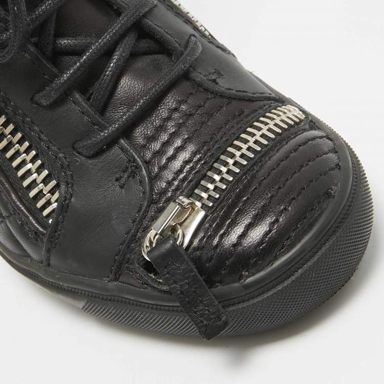 Pre Owned Giuseppe Zanotti Black Quilted Leather Wedge Sneakers Size 38.5