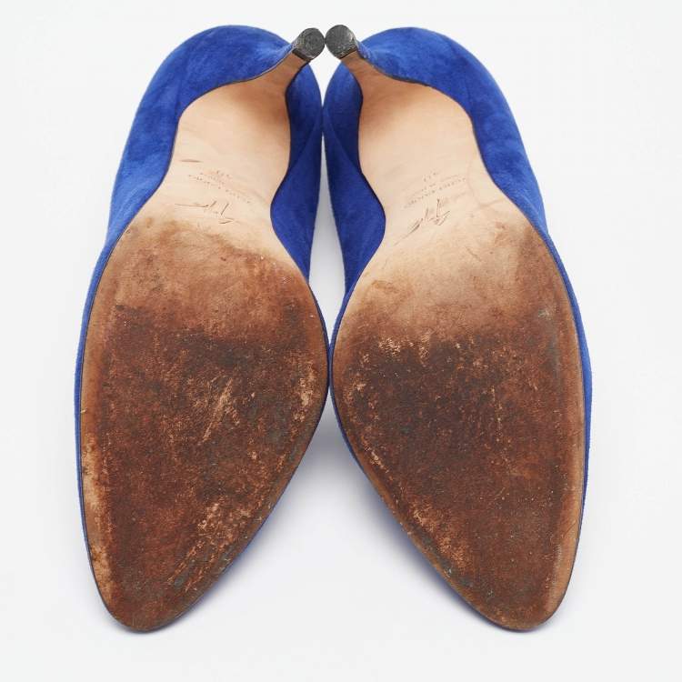 Pre Owned Giuseppe Zanotti Blue Suede Round Toe Pumps Size 40