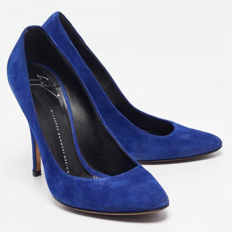 Pre Owned Giuseppe Zanotti Blue Suede Round Toe Pumps Size 40