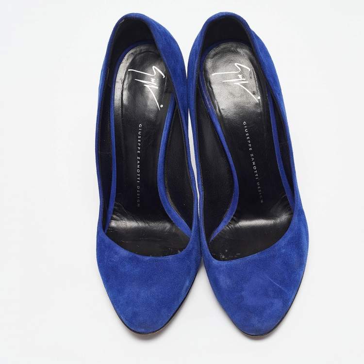 Pre Owned Giuseppe Zanotti Blue Suede Round Toe Pumps Size 40