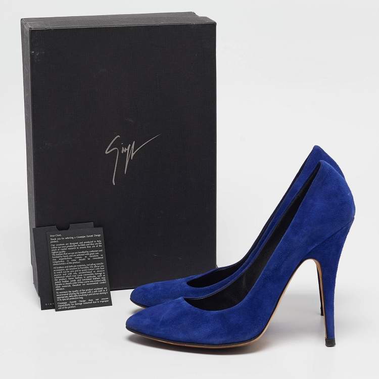 Pre Owned Giuseppe Zanotti Blue Suede Round Toe Pumps Size 40