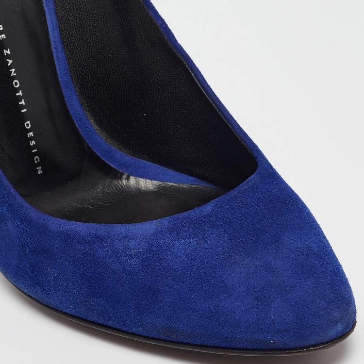 Pre Owned Giuseppe Zanotti Blue Suede Round Toe Pumps Size 40