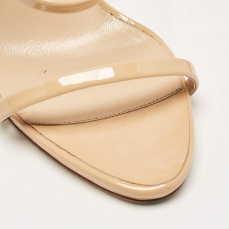 Pre Owned Giuseppe Zanotti Beige Patent Leather Coline Ankle Strap Sandals Size 40