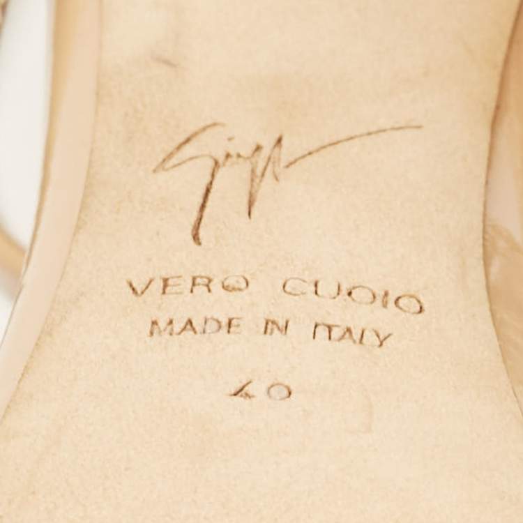 Pre Owned Giuseppe Zanotti Beige Patent Leather Coline Ankle Strap Sandals Size 40