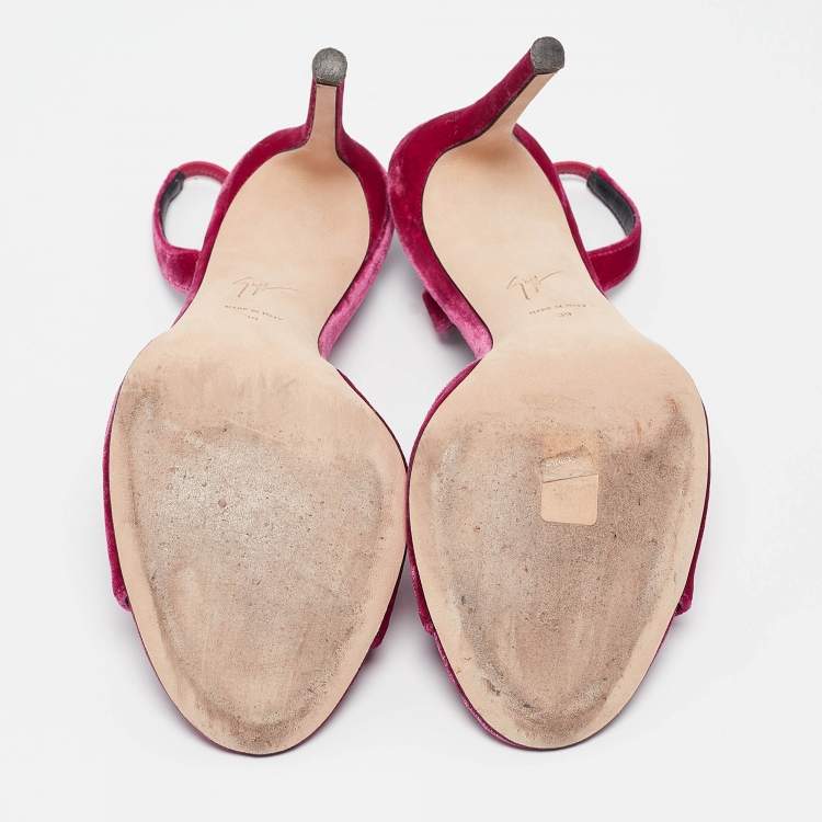 مملوكة مسبقًا Giuseppe Zanotti Purple Velvet Nostyle Ankle Strap Sandals Size 39