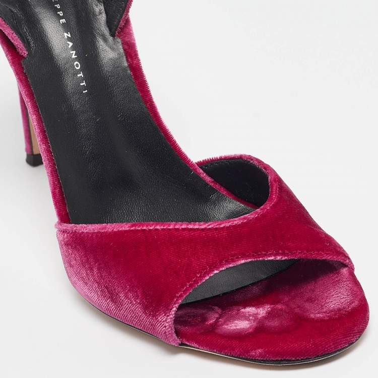 مملوكة مسبقًا Giuseppe Zanotti Purple Velvet Nostyle Ankle Strap Sandals Size 39