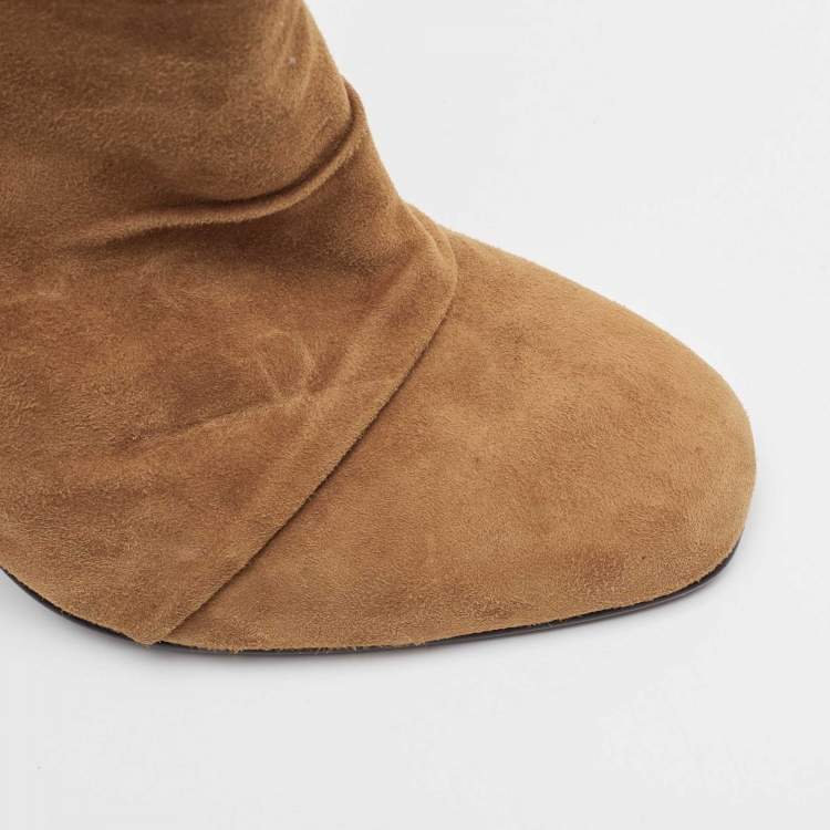 Pre Owned Giuseppe Zanotti Brown Suede Ankle Length Boots Size 40