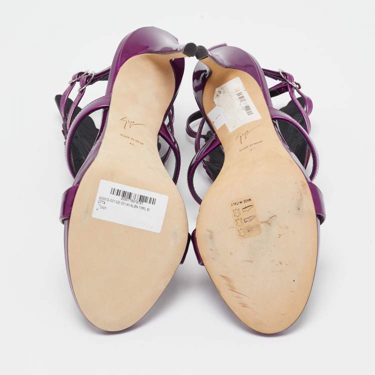 Pre Owned Giuseppe Zanotti Purple Patent Leather Cruel Ankle Strap Sandals Size 40