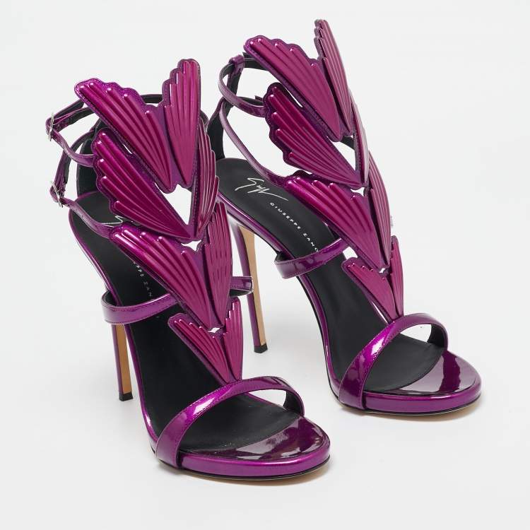 Pre Owned Giuseppe Zanotti Purple Patent Leather Cruel Ankle Strap Sandals Size 40