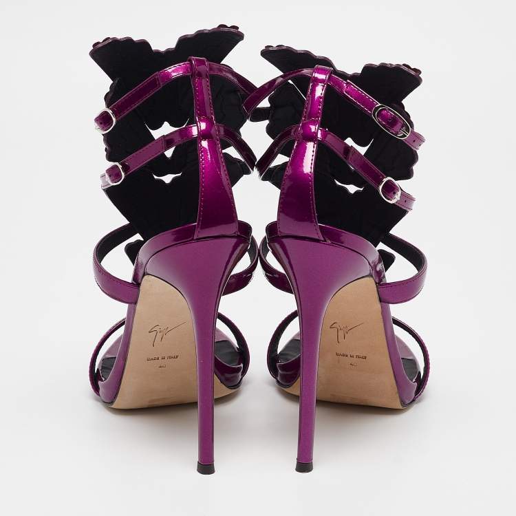 Pre Owned Giuseppe Zanotti Purple Patent Leather Cruel Ankle Strap Sandals Size 40
