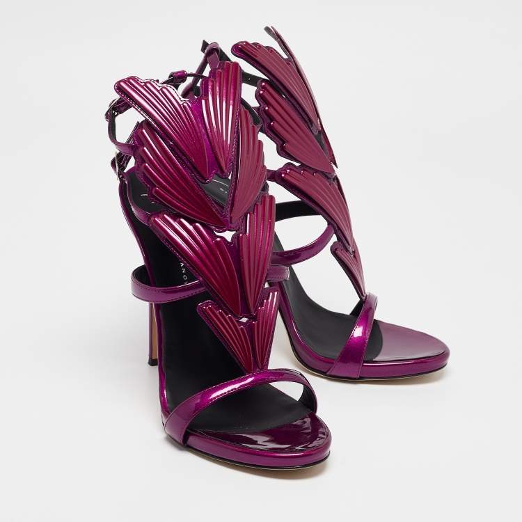 Pre Owned Giuseppe Zanotti Purple Patent Leather Cruel Ankle Strap Sandals Size 40