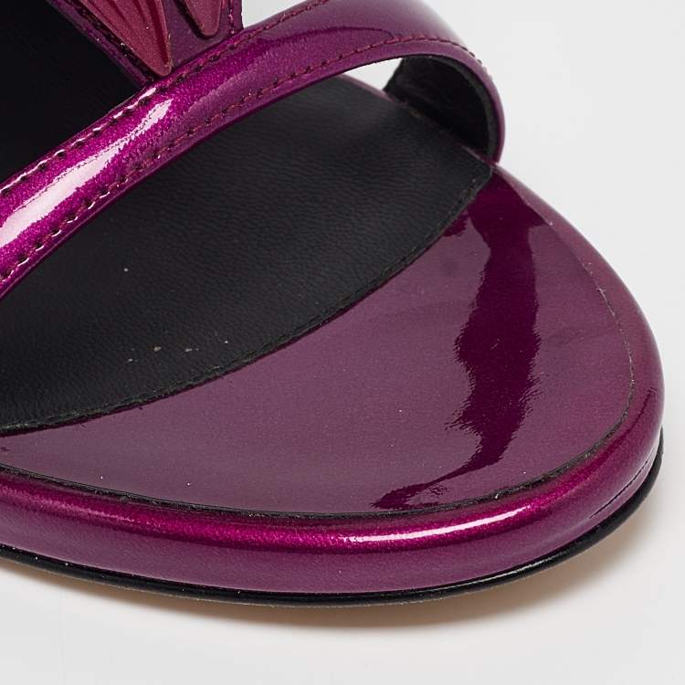 Pre Owned Giuseppe Zanotti Purple Patent Leather Cruel Ankle Strap Sandals Size 40