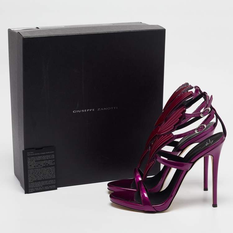 Pre Owned Giuseppe Zanotti Purple Patent Leather Cruel Ankle Strap Sandals Size 40