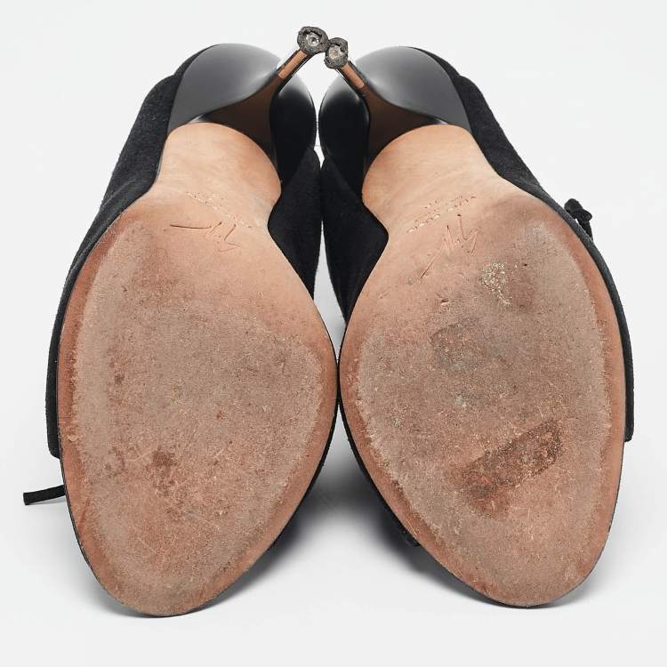 Pre Owned Giuseppe Zanotti Black Suede Mules Size 38