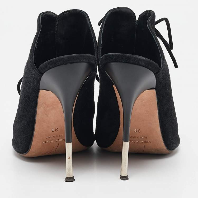 Pre Owned Giuseppe Zanotti Black Suede Mules Size 38