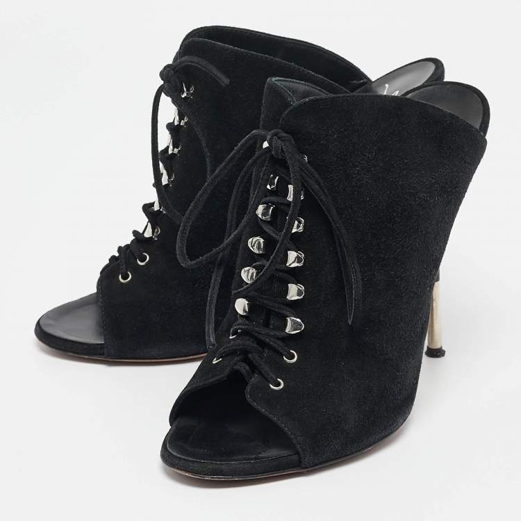 Pre Owned Giuseppe Zanotti Black Suede Mules Size 38